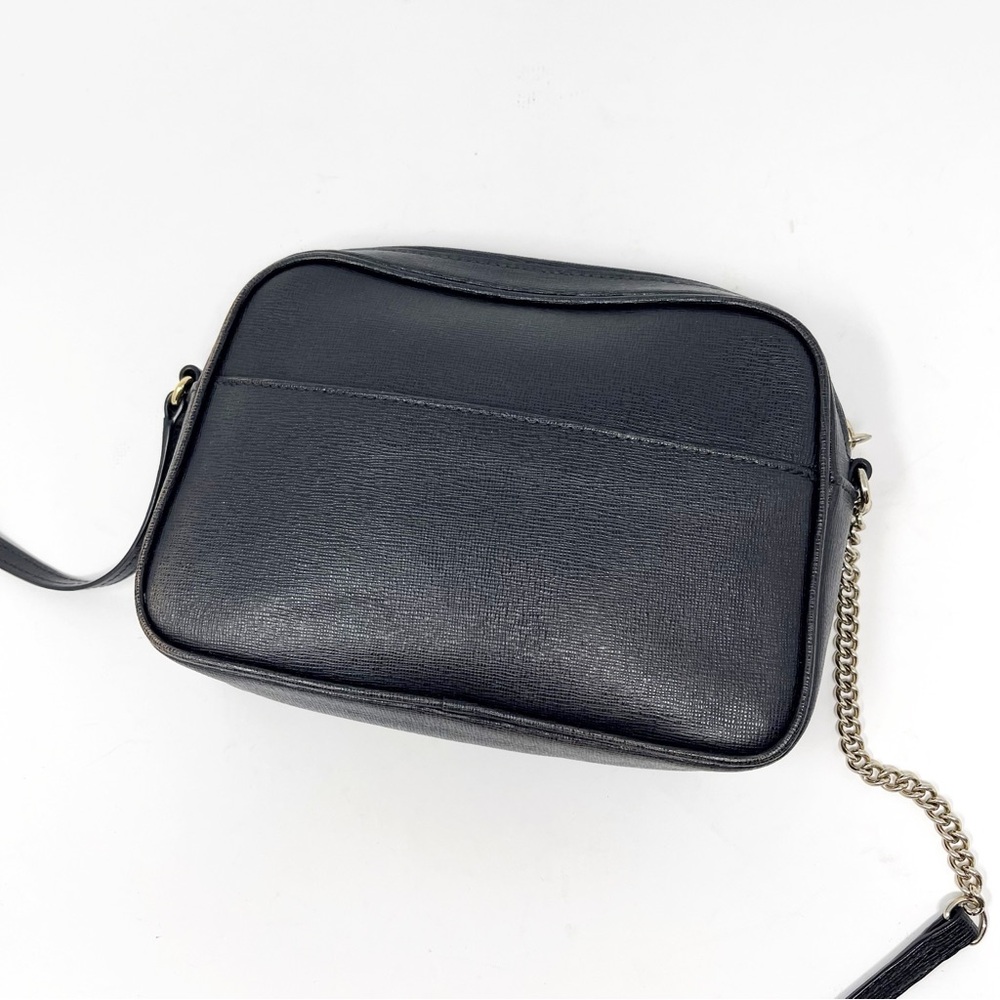 Furla Black Saffiano Leather Camera Crossbody Bag Chain Zipper Top 7x5.5 in - Picture 4 of 15